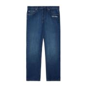 Geborduurd Logo Blauwe Denim Jeans Off White , Blue , Heren