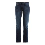 Slim Fit Denim Jeans Donkerblauw Emporio Armani , Blue , Heren