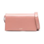 Bruin Leren Crossbody Tas met Gesp Jil Sander , Pink , Dames