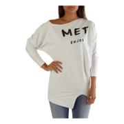 Wit Dames T-shirt Lange Mouw MET , White , Dames