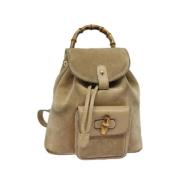 Pre-owned Suede backpacks Gucci Vintage , Beige , Dames