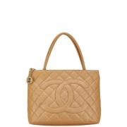 Pre-owned Leather chanel-bags Chanel Vintage , Beige , Dames