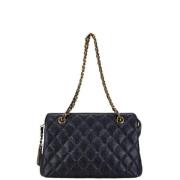 Pre-owned Leather chanel-bags Chanel Vintage , Blue , Dames