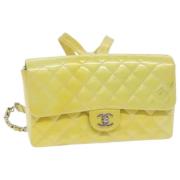 Pre-owned Leather backpacks Chanel Vintage , Yellow , Dames