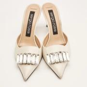 Pre-owned Satin mules Sergio Rossi Pre-owned , White , Dames