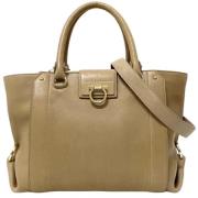 Pre-owned Leather handbags Salvatore Ferragamo Pre-owned , Beige , Dam...