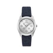 Blauw Leren Horloge Quartz Analoog Roestvrij Staal Guess , Blue , Dame...