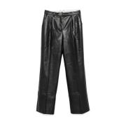 Zwarte Leren Rechte Broek The Garment , Black , Dames