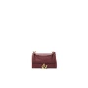 Mini Borgoña Leren Tas met Gouden Bedel Carolina Herrera , Red , Dames