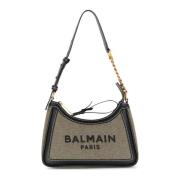 B-Army canvas tas met leren inzetstukken Balmain , Gray , Dames