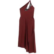 Bloedrode one-shoulder lange jurk Coperni , Red , Dames