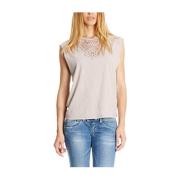 Geborduurde Mouwloze Regular Fit Top Pepe Jeans , Beige , Dames