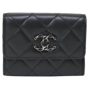 Pre-owned Leather wallets Chanel Vintage , Black , Dames