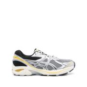 Grijze Mesh Sneakers met Leren Afwerking Asics , Gray , Heren