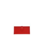 Rode Insignia Initialen Leren Portemonnee Carolina Herrera , Red , Dam...