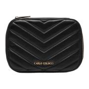 Gestikte Toilettas Carlo Colucci , Black , Dames