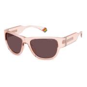 Roze Hars Zonnebril met Paarse Lens Polaroid , Pink , Unisex