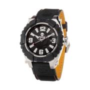 Zwarte Leren Quartz Analoog Horloge Timberland , Black , Heren