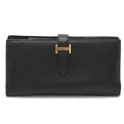 Pre-owned Leather wallets Hermès Vintage , Black , Dames