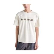 Beige T-shirt met korte mouwen Sutton Pepe Jeans , Beige , Heren