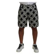 Zwart Wit Patroon Linnen Bermuda Shorts Dolce & Gabbana , Black , Here...