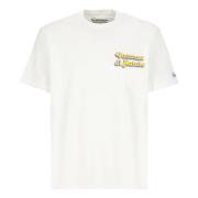 Wit Katoenen T-shirt met Ronde Hals Saint Barth , White , Heren