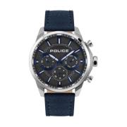 Blauw Leren Quartz Analoog Horloge Police , Blue , Heren