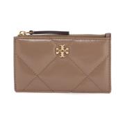 Gewatteerde Diamant Pasjeshouder met Dubbele T Tory Burch , Brown , Da...