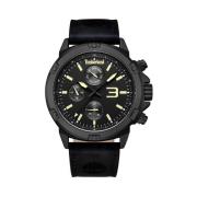 Zwarte leren horloge Quartz analoog roestvrij staal Timberland , Black...