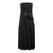 Midi Jurk met Knoopsluiting en Riem Comme des Garçons , Black , Dames