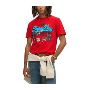 New York Rode T-shirt Urban Stijl Superdry , Red , Heren