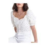 Witte gestippelde cropped top Quincy Superdry , White , Dames