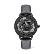 Zwarte Leren Quartz Analoog Horloge Police , Black , Dames