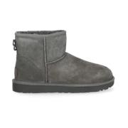 Grijze Suède Enkellaarzen Schapenvacht Voering UGG , Gray , Dames