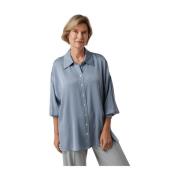 Zijden Tuniek Staalblauwe Blouse IVI , Blue , Dames