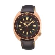 Bruin Leren Automatisch Schildpad Horloge Seiko , Brown , Heren