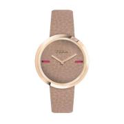 Bruin Leren Horloge Quartz Analoog Roze Furla , Brown , Dames