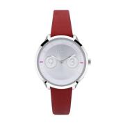 Rode Leren Horloge Quartz Analoog Furla , Red , Dames