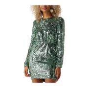 Groene Mini Jurk met Pailletten Selected Femme , Green , Dames