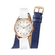 Witte Polyethyleen Horloge Roze Gouden Band Guess , Multicolor , Dames