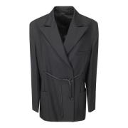 Wollen jas met zakken en elastische taille Lanvin , Black , Dames