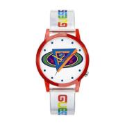 Transparant Hars Horloge, Rode Kast, Witte Wijzerplaat Guess , Multico...