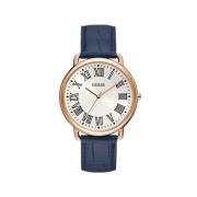 Blauw Leren Analoge Horloge Guess , Blue , Heren