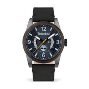 Zwarte Leren Quartz Analoog Horloge Timberland , Black , Heren