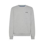 Katoenen Crewneck Sweatshirt met Geborduurd Logo Sun68 , Gray , Heren