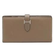 Pre-owned Leather wallets Hermès Vintage , Gray , Dames