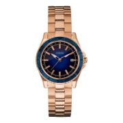 Roségoud Stalen Horloge Blauwe Wijzerplaat Guess , Yellow , Dames