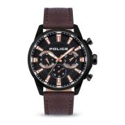 Rode Leren Quartz Analoog Horloge Police , Red , Heren