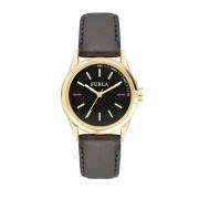 Zwarte Leren Horloge Quartz Analoog Roze Furla , Black , Dames