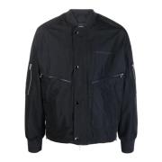 Blauwe Logo Blouson Jas met Rits Emporio Armani , Blue , Heren